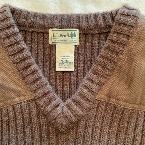 LL Bean Men's XL Vest Commando Waterfowl Field Sweater Brown - Picture 4 of 9